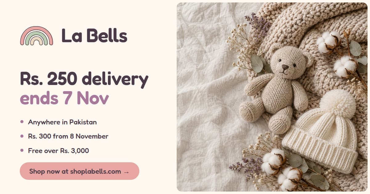 La Bells launch offer: Rs. 250 delivery anywhere in Pakistan on orders placed by Saturday 7 November